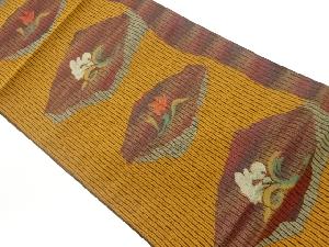 変わり縞に花模様織出し名古屋帯